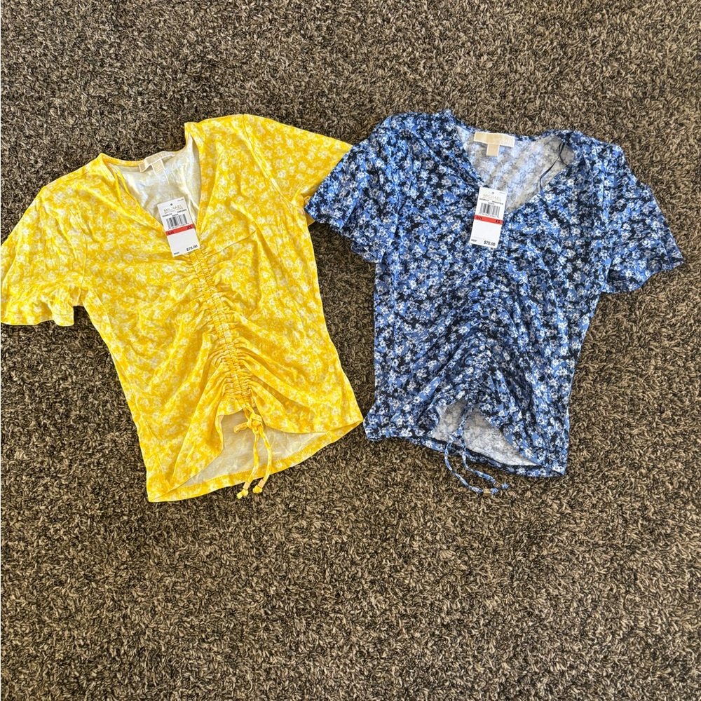 Two Michael Kors shirts Yellow Top and blue top